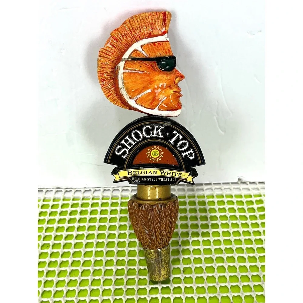 Shock Top Belgian White Beer‎ Tap Handle Orange Wedge Mascot